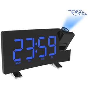 Projectie Wekker Led Display Tijd Digitale Wekker Met Draaibare 180 Projector Dual Alarm Fm Radio Snooze Functie