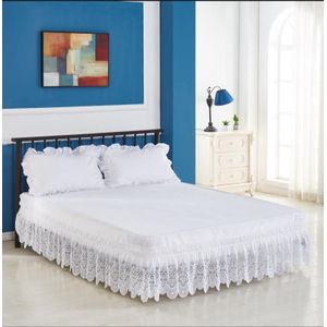 White Lace Getrimd Elastische Bed Rok Rimpel Gratis Dust Ruffle Twin Queen King Eenvoudige En Zoete Beddengoed Voor Meisje Bed decoratie