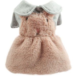 Elegante Roze Hond Kleding Faux Pluche Bretels Warme Rok Pet Winter Warm Band Jurk Outfits Kleding Hond Cosstume