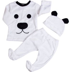 3 Stuks Lange Mouw Fleece Beer Top Broek En Hoed Set Voor Baby Boy Warme Winter Kleding