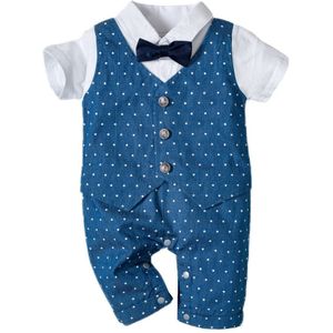 Kinderen Jumpsuit Baby Jongens Zomer Romper Kleding Katoen Kind Pasgeboren Mode Trendy Star Blauw Kleding 3- 24 Maanden Patchwork