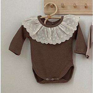 Herfst Baby Boy Bodysuit Katoen Lange Mouw Wafel Baby Meisje Kanten Kraag Jumpsuit Casual Pasgeboren Baby Kleding