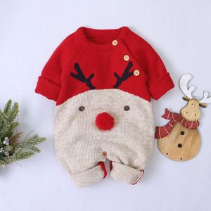 Baby Jongens Meisjes Kerst Rompertjes Rendier Gebreide Cartoon Herten Warm Infantil Jumpsuits Peuter Meisje Jaar Kostuum 0-18M