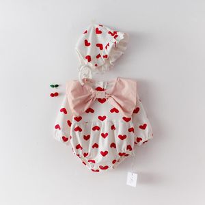 Springbaby Meisje Bodysuits Baby Meisje Liefde Vlinder Kraag Lange Mouw Hardcover Baby Katoen Een Stuk Creeper