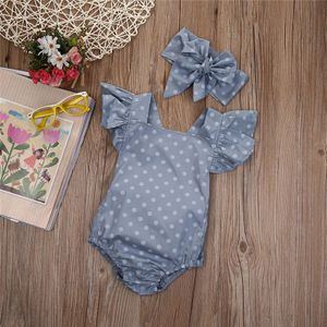 Pasgeboren Baby Meisje Ruches Strik Polka Dot Bodysuits Baby Kleding Zomer Leuke Meisje Kleding