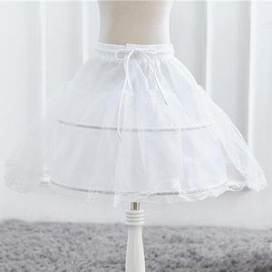 Wit Kinderen Petticoat Baljurk Een Layer Kids Crinoline Kant Trim Formele Meisje Onderrok Elastische Taille Trekkoord