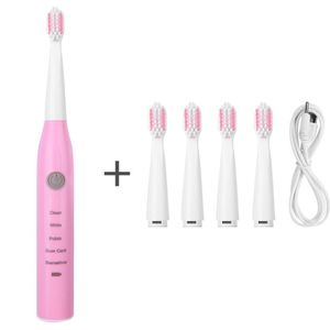 Ultrasone Elektrische Tandenborstel Trillingen Whitening Oplaadbare Mondhygiëne Schoonmaken Vervanging Tanden Opzetborstels 1 + 5 Pcs