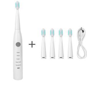 Ultrasone Elektrische Tandenborstel Trillingen Whitening Oplaadbare Mondhygiëne Schoonmaken Vervanging Tanden Opzetborstels 1 + 5 Pcs