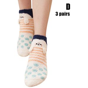 3 Pairs Vrouwen Casual Fleece Sokken 3D Cartoon Dier Patroon Herfst Winter Dikke Warme Sokken Health99