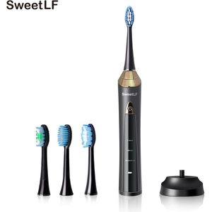 Oplaadbare Elektrische Tandenborstel Zwarte Roterende USB Charge Batterij Operated Sonic Soort Waterdichte Teethbrush 4 stuks Opzetborstels