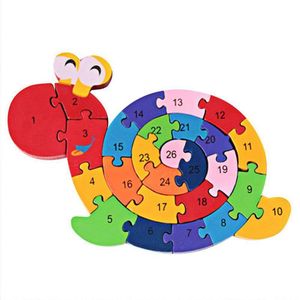 Houten Blokken Jigsaw Kronkelende Slak Letter En Cijfers Puzzels Voorschoolse Educatief Speelgoed Voor Peuters Kids Kinderen Jongens