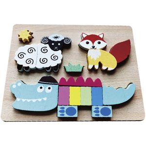 Houten Speelgoed Dier Krokodil 3d Puzzel Voor Kinderen Chirldren Vroege Onderwijs Puzzel Juguetes Kleuterschool Jigsaw Baby Speelgoed