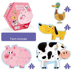 Kinderen Speelgoed Houten Intelligentie 3D Puzzel Voor Kinderen Baby Cartoon Farm Animal Verkeer Puzzels Educatief Speelgoed