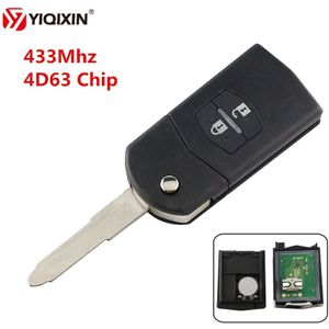 Yiqixin 2 Knop Afstandsbediening Sleutel 433Mhz 4D63 (ID83) chip Vouwen Flip Met Ongecensureerd Blade Voor Mazda 2 M2 3 M3 5 M5 6 M6 8 M8