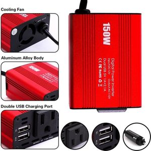 Dual USB 150 W DC 12 V Naar AC 110 V/220 V Power Converter Autolader Adapter Auto inverter US/EU Socket