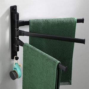 1 Set Handdoekenrek Punch-Gratis Aluminium Muur Opknoping Draaibare Handdoekenrek Handdoek Bar Stand Voor Thuis Badkamer