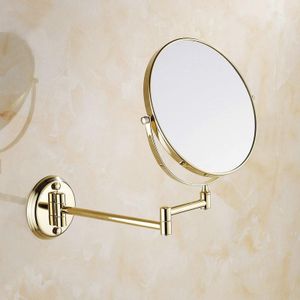 Messing Badkamer Cosmetische Spiegel Make 8 Inch Golden Gepolijst Dubbele Glijbaan Vergrootglas Bad Spiegels Wandmontage