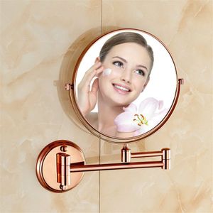 Messing bad spiegel 8 inch vergrootglas spiegel Rose goud badkamer make-up spiegel vouwen intrekbare dubbele geconfronteerd bad hardware