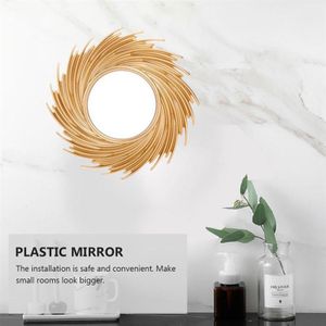 1Pc Badkamer Spiegel Plastic Make-Up Spiegel Muur Opknoping Spiegel Voor Badkamer Muur Opknoping Spiegel (Oranje)