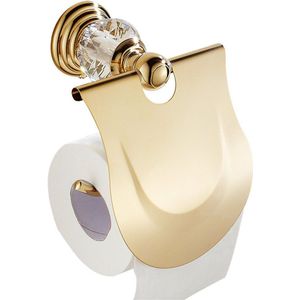 Golden Polished 4-Piece Bathroom Acessory Set Craystal Toilet Paper Holder Wall Towel Ring Bath Hardware Set Towel Bar Coat Hook