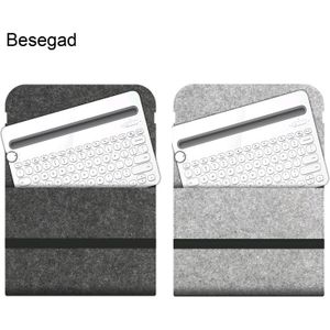 Besegad Draagbare Stofdicht Vilt Opbergtas Case Cover Sleeve Pouch Skin voor Logitech K480 K380 Bluetooth Toetsenbord