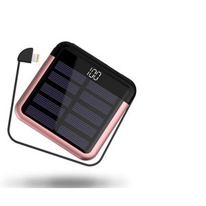 Draagbare Zonne-energie Bank Digitale Display Batterij Opladen Pack Solar Powerbank 10000mAh Mini Power Bank USB Type-C telefoon Kabel