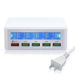 Tongdaytech QC 3.0 Quick Charge 5 Port Usb LCD Display Carregador Multi Telefoon Snelle Chargeur Voor Iphone Xiaomi Portatil Cargador