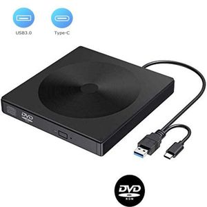 Externe Cd Dvd Drive, Usb 3.0 Type C Draagbare Cd Dvd +/-Rw Writer Brander, low Noise High Speed Transfer Drive