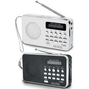2 Stuks Draagbare Mini Am Fm Radio Stereo Speaker Ondersteuning Sd/Tf Card Met Usb, Wit & Zwart