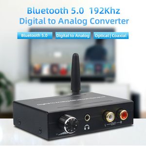 Bluetooth 5.0 192Khz Digitaal Naar Analoog Converter Bluetooth Ontvanger Met Volumeregeling Voor Telefoon Speaker Dvd Hdtv