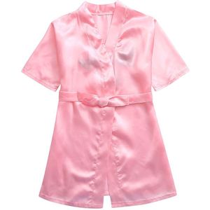 Casual Kinderen Meisjes Herfst Gewaden Peuter Kids Girls Effen Zijde Satijn Kimono Gewaden Badjas Nachtkleding Kleding Pyjama Voor Meisjes