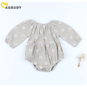 0-24M Bloem Pasgeboren Baby Meisje Romper Lange Mouw Jumpsuit Playsuit Ruches Bloemen Herfst Baby Meisje Kleding