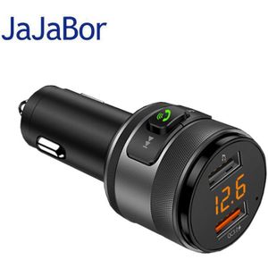 Jajabor Fm-zender Bluetooth 5.0 Handsfree Car Kit Draadloze Stereo Muziek Mp3 Speler Dual Usb QC3.0 Quick Lading Autolader