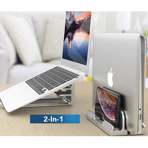 2 In 1 Verticale Laptop Opslag Rotsen En Laptop Stand Riser Aluminium Verstelbare Dual Verticale Laptop Stand