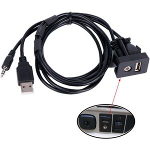 3.5Mm Usb-poort Aux Verlengkabel Lood Montage Panel Boot Auto Dash Flush Mount Aux Flush Mount Usb Hoofdtelefoon jack Kabel