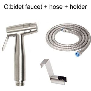 Dubbele Functie Rvs Wc Bidet Kraan Badkamer Handheld Bidet Sproeier Set Kit Tank Haak & Wall Mount