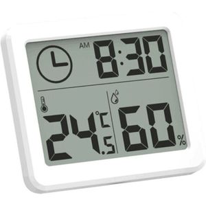 Multifunctionele Digitale Thermometer Hygrometer Automatische Elektronische Temperatuur Vochtigheid Monitor Klok 3.2 Inch Lcd-scherm Plastic