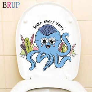 Cartoon Onderzeese Dier Wc Sticker Vriendelijke Octopus Krokodil Vis Muurstickers Home Decor Voor Badkamer Waterdichte