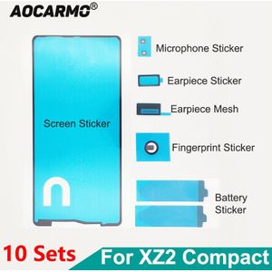 Aocarmo 10Sets Volledige Set Lijm Voor Sony Xperia XZ2 Compact Mini XZ2C H8324 Lcd-scherm Batterij Sticker Oor speaker Mesh
