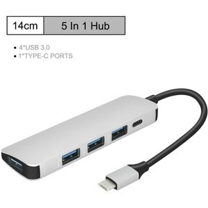 5 in 1 Multi USB Type C Hub Hdmi PD Power Levering Poort 4 USB 3.0 Poorten USB C Hub adapter voor Mac book Pro Thunderbolt USB C HUB