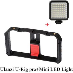 Ulanzi U Rig Pro Smartphone Video Rig Telefoon Stabilizer Grip Statief Mount Met Microfoon Led Licht Poort Microfoon Voor Iphone andriod