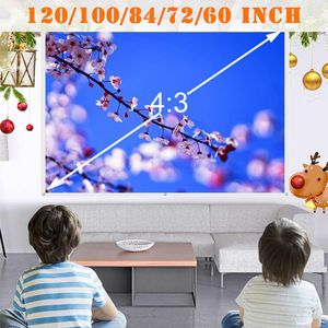 4:3 60/72/84/100/120Inch Projector Scherm Hd Home Cinema Outdoor Projectie Polyester Anti-Vouw 3D Opvouwbare Films Screen
