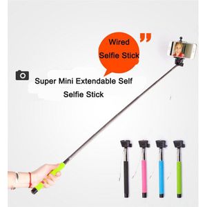 Dinto Vouwen Bedrade Selfie Stok 24-100 Cm Uitschuifbare Monopod Kleurrijke Ingebouwde Shutter Self Camera Mobiele Voor smartphones