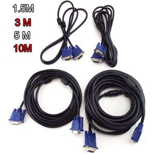 1.5M 3M 5M 10M Vga Verlengkabel Hd 15 Pin Male Naar Male Vga Wire Cord lijn Voor Laptop Pc Projector Computer Monitor A7