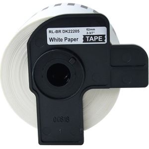 2 Rolls Label tape DK-22205 Label 62mm x 30.48m Continu Compatibel voor Brother QL-500/500A/550 /560/570/570VM/580N/650TD/710W