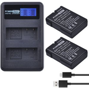 Powertrust 1500 Mah EN-EL14 EN-EL14a Batterij + Lcd Usb Dual Charger Voor Nikon D3400 D3300 D3100 D5600 D5100 D5200 D3200 p7000