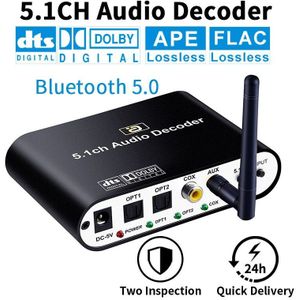 Dts 5.1CH O Decoder Bluetooth 5.0 Reciever Dac Draadloze O Adapter Optische Coaxiale Disk Spelen Dac Dts AC3-US Plug