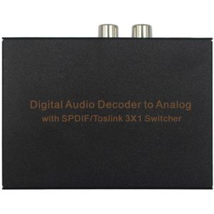 Digitale O Decoder Naar Analoog 3 Poort Optische Spdif Toslink Naar L/R Rca 3.5Mm Stereo 3X1 Switcher adapter
