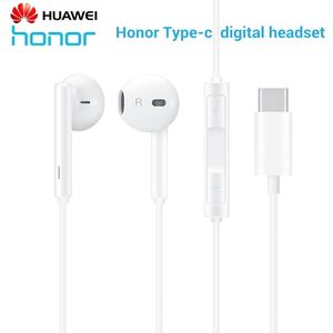 Originele Huawei Honor Type-C Oortelefoon Usb-C AM33 Headset Volumeregeling Microfoon Ruisonderdrukking Knop Controle Hoofdtelefoon