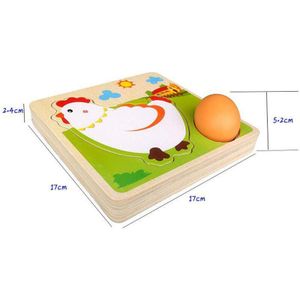 3D Houten Multi-layer Puzzel Kip Leggen Eieren Kip Groei Proces Cartoon Puzzel Vroege Educatief Speelgoed Voor Kinderen Kids